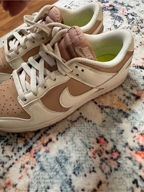 Nike Dunks Low-Top Sneakers in Beige & Cream
